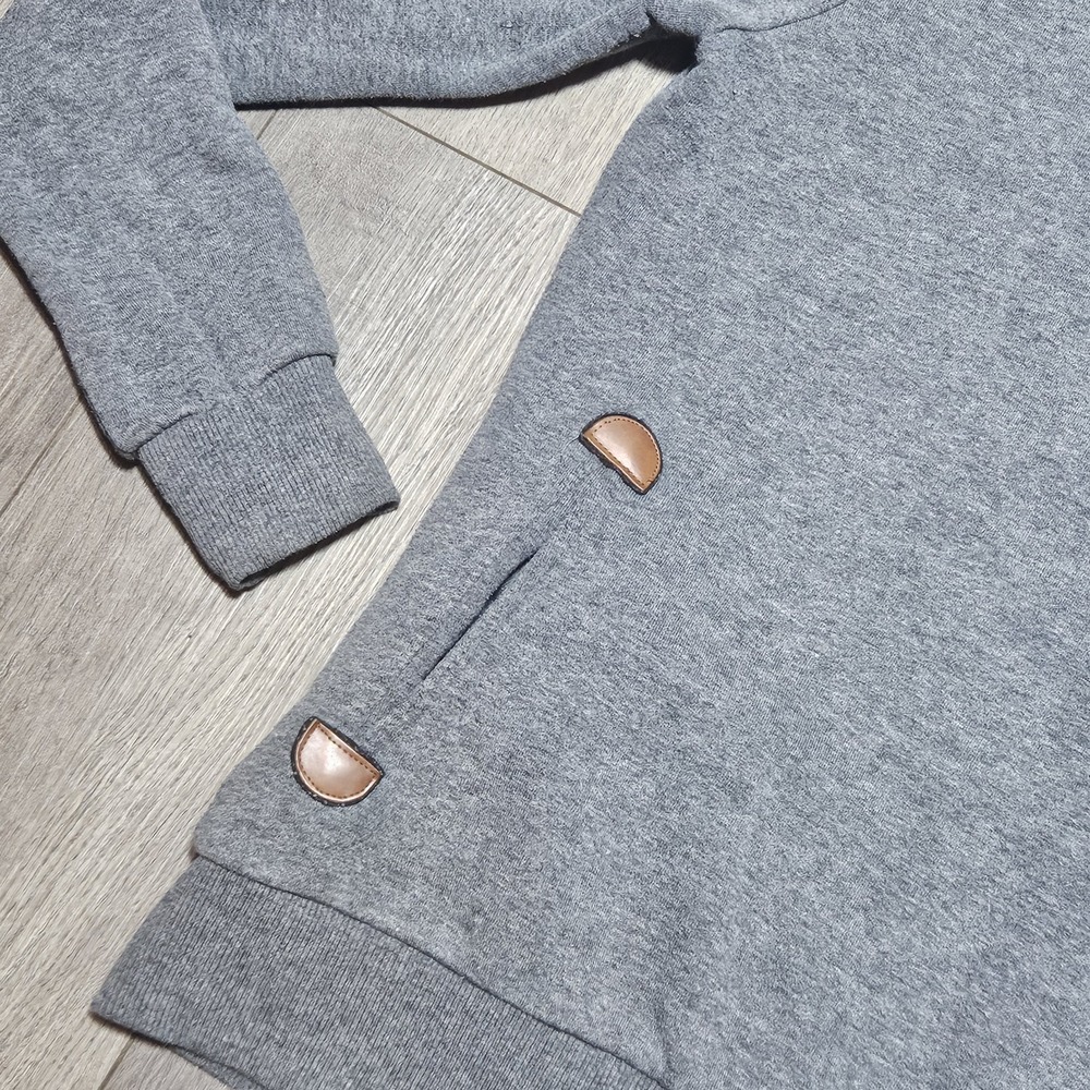 Wanakome Artemis Cowl Neck Hoodie Women's Medium Gray Pullover Sweatshirt Sherpa - Picture 3 of 10